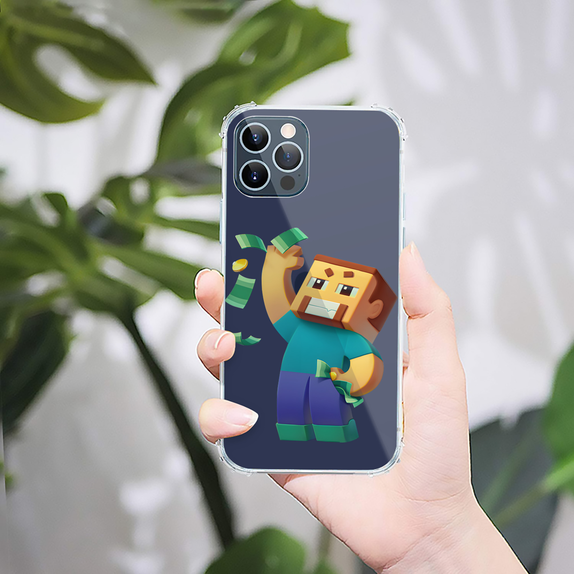 （画像用） マインクラフト ブロックの世界 Minecraft MC Block world 【iPhone 12シリーズ対応】透明スマホケース（クリアソフトケース）